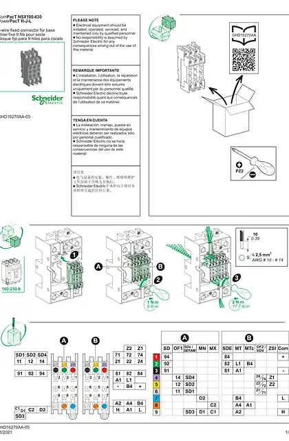 schneider施耐德ComPacT NSX100-630_ PowerPacT H-J-L - 9 wire fixed connector for base - 说明页
